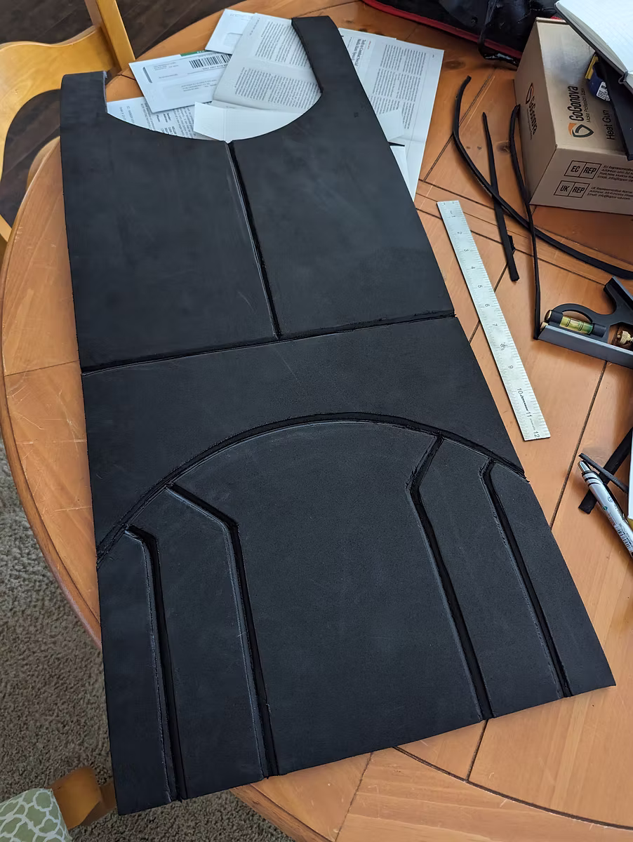 Carved chest plate in progress