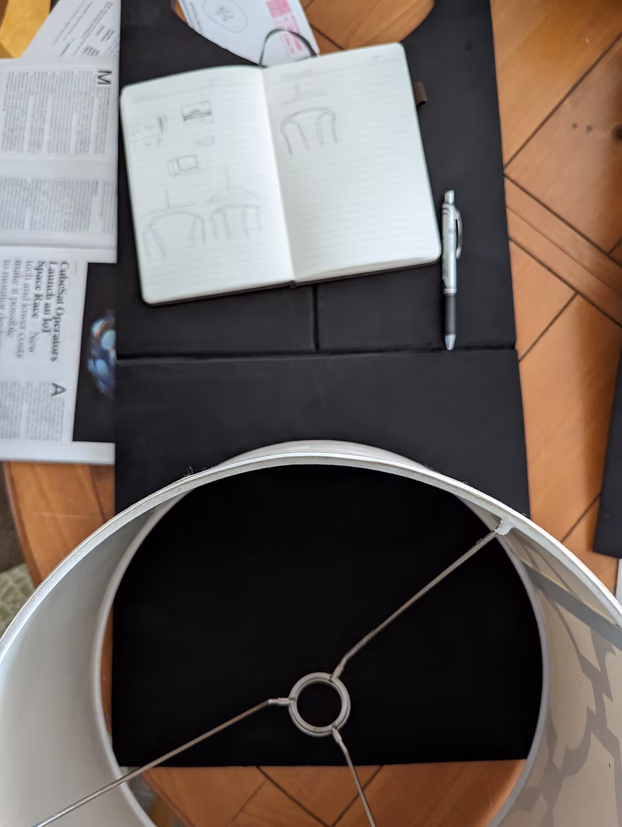 Using lampshade to draw chest plate arc