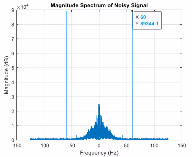 Magnitude spectrum showing 60 Hz peak